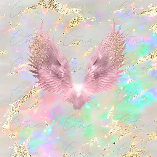 ホログラフィックピンクの天使の翼のメモリアルサイン ポスター