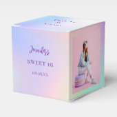 ホログラフィックピンクの紫の感謝してい写真あなた フェイバーボックス (正面サイド)