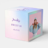 ホログラフィックピンクの紫の感謝してい写真あなた フェイバーボックス (裏面サイド)