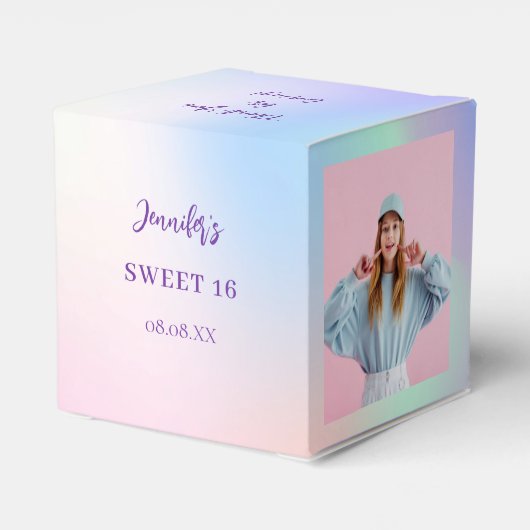 ホログラフィックピンクの紫の感謝してい写真あなた フェイバーボックス (裏面サイド)