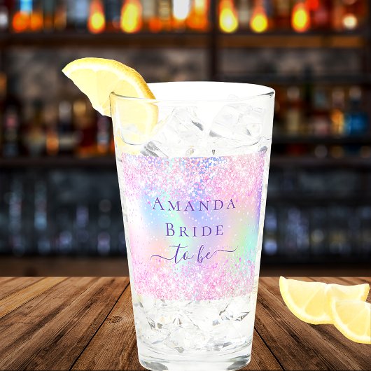 ホログラフィックピンクの紫色の花嫁バチェロレッテ タンブラーグラス
