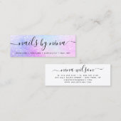 ホログラフィックピンクグリッターシックなスクリプトシグネチャ スキニー名刺 (正面/裏面)