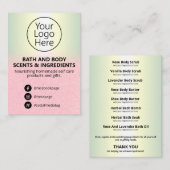 ホログラフィックピンクグリッタースパ成分リストロゴ 名刺 (正面/裏面)