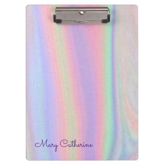 ホログラフィックピンクパーソナライズされた色 クリップボード (正面)