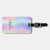ホログラフィックピンクパープルの名前 ラゲッジタグ (正面横)