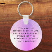 ホログラフィックピンクパープルグラデーショングリッター雨モダン キーホルダー (裏面)