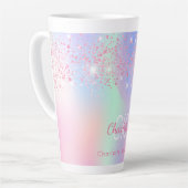 ホログラフィックピンクパープルグリッターミント名 カフェラテマグ (左アングル)