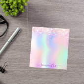 ホログラフィックピンクパープルグリッター名 ノートパッド