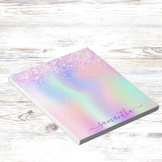 ホログラフィックピンクパープルグリッター名 ノートパッド