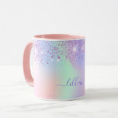 ホログラフィックピンクパープルグリーン マグカップ (正面左)