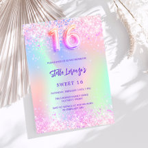 ホログラフィックピンクパープルスウィート16