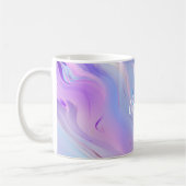 ホログラフィックピンクパープルブルー名 コーヒーマグカップ (左)