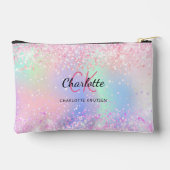 ホログラフィックピンクパープルモノグラム名 アクセサリーポーチ (裏面)