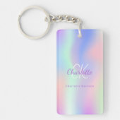 ホログラフィックピンクパープルモノグラム名 キーホルダー (正面)