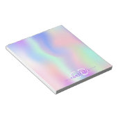 ホログラフィックピンクパープルモノグラム名 ノートパッド (アングル)