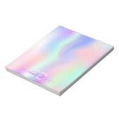 ホログラフィックピンクパープルモノグラム名 ノートパッド (回転)