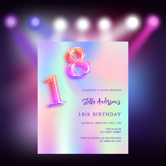 ホログラフィックピンクパープル18th誕生日の予算