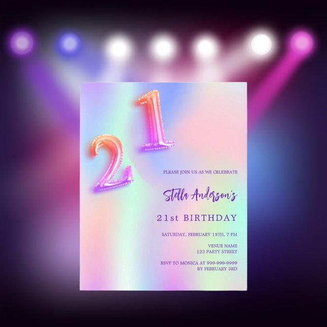 ホログラフィックピンクパープル21歳の誕生日 (クリエイターアップロード済み)