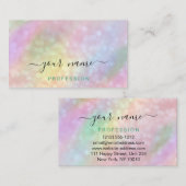 ホログラフィックピンクブルーカラフルメイクアップアーティスト 名刺 (正面/裏面)