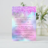 ホログラフィックピンクブルーブライダルシャワースウィート16th 招待状 (スタンド正面)