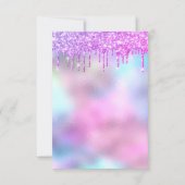 ホログラフィックピンクブルーブライダルシャワースウィート16th 招待状 (裏面)