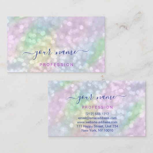 ホログラフィックピンクブループロフェッショナル抽象芸術化粧 名刺 (正面/裏面)