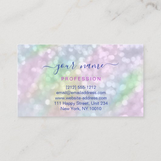 ホログラフィックピンクブループロフェッショナル抽象芸術化粧 名刺 (裏面)