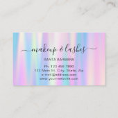 ホログラフィックピンクブルーロゴQRラッシュメイクアップ爪、 ネイル 名刺 (裏面)