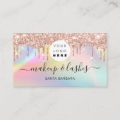 ホログラフィックピンクブルーロゴQRラッシュメイクアップ 名刺 (正面)