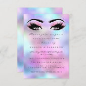 ホログラフィックピンクメイクアップブライダルシャワースウィート16th 招待状 (正面/裏面)