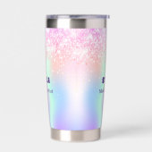 ホログラフィックピンク名前をカスタムする事業 保温保冷タンブラー (左面)