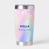 ホログラフィックピンク名前をカスタムする事業 保温保冷タンブラー (正面)