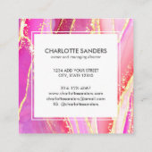 ホログラフィックピンク水色金ゴールド（ばちゃばちゃ）跳ねる スクエア名刺 (裏面)