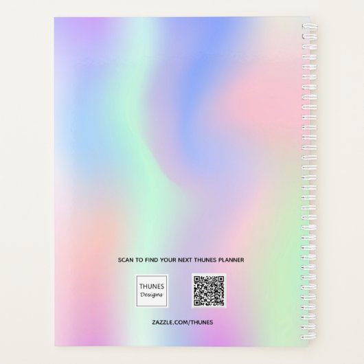 ホログラフィックピンク紫色の写真アポイントメント プランナー手帳 (裏面)