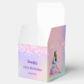 ホログラフィックピンク紫色の写真誕生日パーティー フェイバーボックス (オープン)