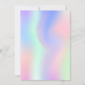 ホログラフィックピンク紫色の写真誕生日 セーブザデート (裏面)