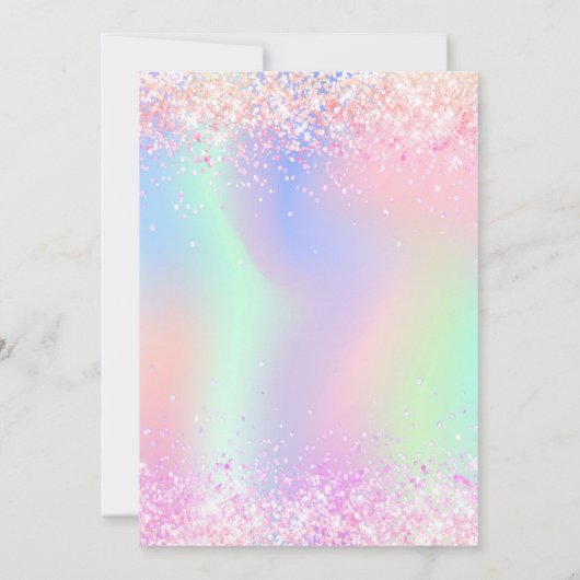 ホログラフィックピンク紫18歳の誕生日 招待状 (裏面)