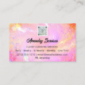 ホログラフィックピンクQRコードロゴホームメイドクリーニング 名刺 (裏面)