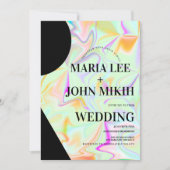 ホログラフィックフェイク形状ピンクグリッター招待状 招待状 (正面)