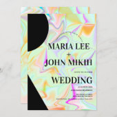 ホログラフィックフェイク形状ピンクグリッター招待状 招待状 (正面/裏面)