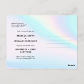 ホログラフィックフォトウェディング日付の保存招待状 ポストカード (裏面)