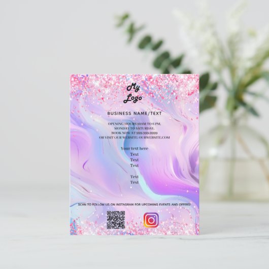 ホログラフィックフォトqrコードインスタグラムのビジネスロゴ (スタンド正面)