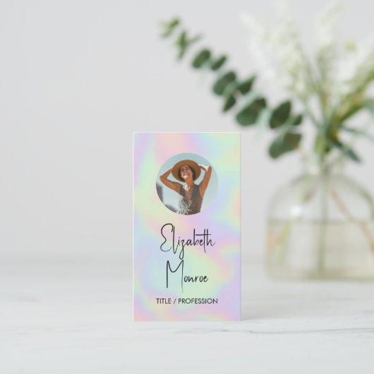 ホログラフィックフォトQRコード 名刺 (スタンド正面)