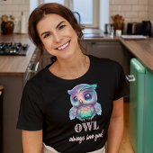 ホログラフィックフクロウはいつもあなたを愛する Tシャツ