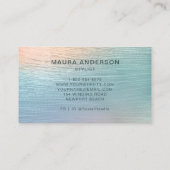 ホログラフィックブラシ付きティール（緑がかった色）モダンモノグラエレガントム 名刺 (裏面)