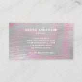 ホログラフィックブラシ付きピンクモダンモノグラエレガントム 名刺 (裏面)