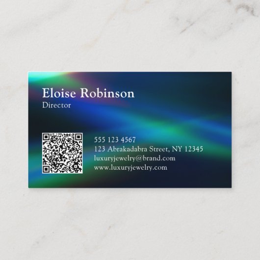 ホログラフィックブラックブルーエレガント名刺 名刺 (裏面)