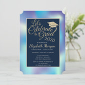 ホログラフィックブルーグリッター目盛キャップ目盛り 招待状 (スタンド正面)