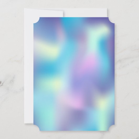 ホログラフィックブルーグリッター目盛キャップ目盛り 招待状 (裏面)