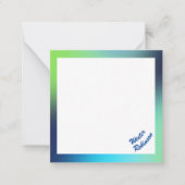 ホログラフィックブルーグリーンターコイズ名前をカスタムする ノートカード (正面)